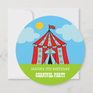 Kinder circus carnaval verjaardagsfeestuitnodiging kaart
