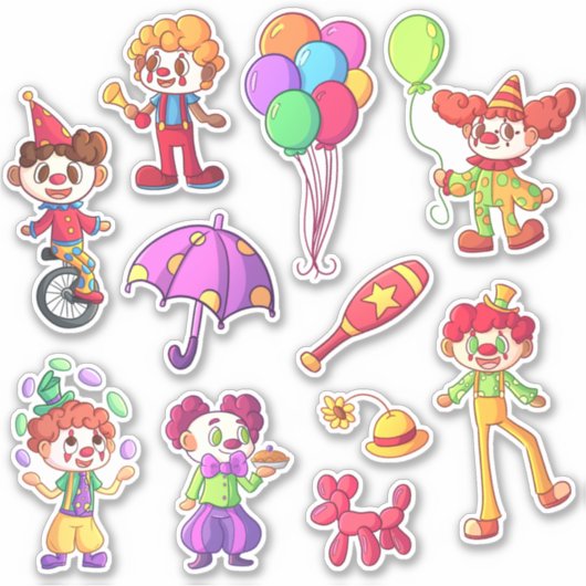 Kinder Circus Clowns Sticker (Voorkant)