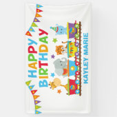 Kinder Circus Dierentrein Leuk Verjaardagsfeest Spandoek (Verticaal)
