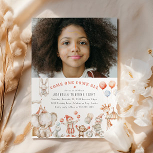 Kinder Circus Thema Foto Verjaardagsfeestuitnodigi Kaart