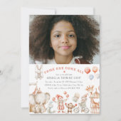 Kinder Circus Thema Foto Verjaardagsfeestuitnodigi Kaart (Voorkant)