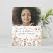 Kinder Circus Thema Foto Verjaardagsfeestuitnodigi Kaart (Staand voorkant)