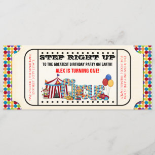 Kinder Circus Ticket Birthday Party Kaart