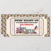Kinder Circus Ticket Verjaardagsfeest Kaart (Voorkant / Achterkant)