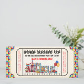 Kinder Circus Ticket Verjaardagsfeestje Kaart (Staand voorkant)