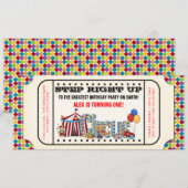 Kinder Circus Ticket Verjaardagsfeestje Kaart (Voorkant / Achterkant)