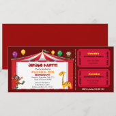 Kinder Circus Ticket Verjaardagsuitnodigingen Kaart (Voorkant / Achterkant)