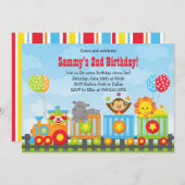 Kinder Circus Train Birthday Party Kaart (Voorkant / Achterkant)