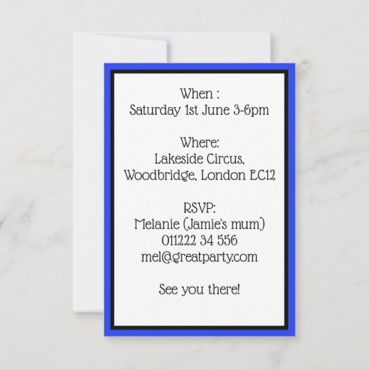 Kinder Circus Uitnodiging - Art Invite (Achterkant)