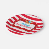 Kinder circus verjaardagsfeest cartoon tijgerfeest papieren bordje (Gekanteld)