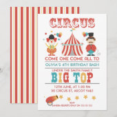 Kinder Circus Verjaardagsfeest Uitnodiging (Voorkant / Achterkant)