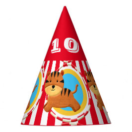 Kinder circusfeestdag thema cartoon tijger feesthoedjes