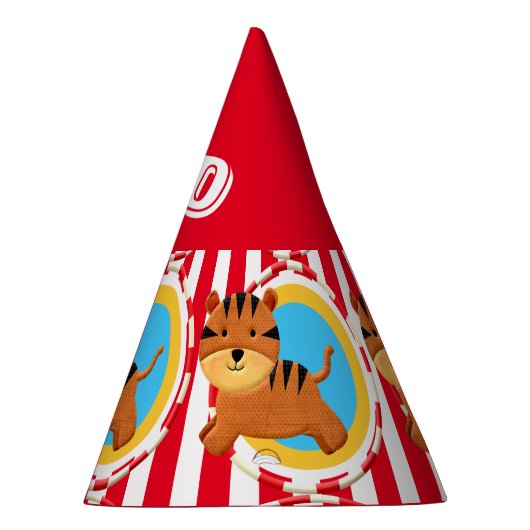 Kinder circusfeestdag thema cartoon tijger feesthoedjes (Rechts)