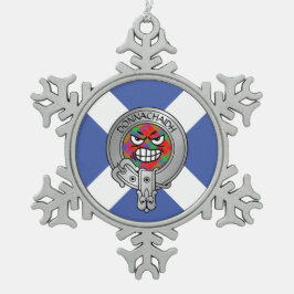 Kinder Clan Donnachaidh Crest & Tartan op Saltire  Tin Sneeuwvlok Ornament