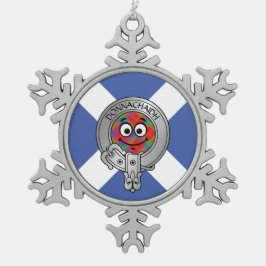 Kinder Clan Donnachaidh Crest & Tartan op Saltire  Tin Sneeuwvlok Ornament
