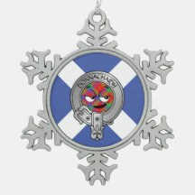 Kinder Clan Donnachaidh Crest & Tartan op Saltire 