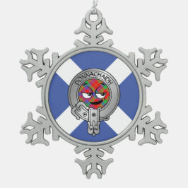 Kinder Clan Donnachaidh Crest & Tartan op Saltire  Tin Sneeuwvlok Ornament