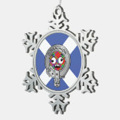 Kinder Clan Donnachaidh Crest & Tartan op Saltire  Tin Sneeuwvlok Ornament (Rechts)