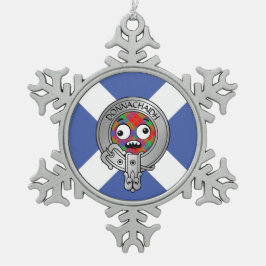 Kinder Clan Donnachaidh Crest & Tartan op Saltire  Tin Sneeuwvlok Ornament