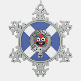 Kinder Clan Donnachaidh Crest & Tartan op Saltire  Tin Sneeuwvlok Ornament