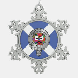 Kinder Clan Donnachaidh Crest & Tartan op Saltire Tin Sneeuwvlok Ornament