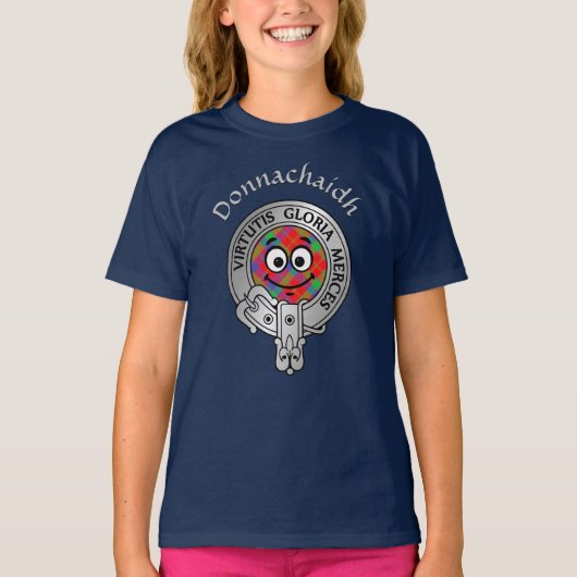 Kinder Clan Donnachaidh Crest & Tartan T-Shirt (Voorkant)