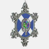 Kinder Clan Gunn Crest & Tartan op Saltire Snowfla Tin Sneeuwvlok Ornament (Links)