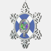 Kinder Clan Gunn Crest & Tartan op Saltire Snowfla Tin Sneeuwvlok Ornament (Rechts)