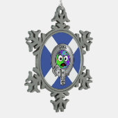 Kinder Clan Gunn Crest & Tartan op Saltire Tin Sneeuwvlok Ornament (Links)