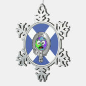 Kinder Clan Gunn Crest & Tartan op Saltire Tin Sneeuwvlok Ornament (Rechts)