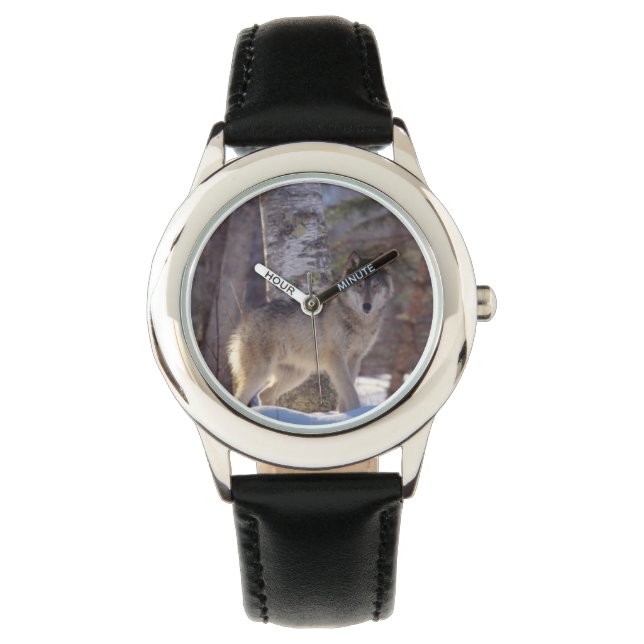 Kinder Classic Horloge/Wildlife Wolf Horloge (Voorkant)