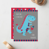 Kinder Classroom Dinosaur Valentijnse kaart Notitiekaartje (Voorkant / Achterkant in situ)