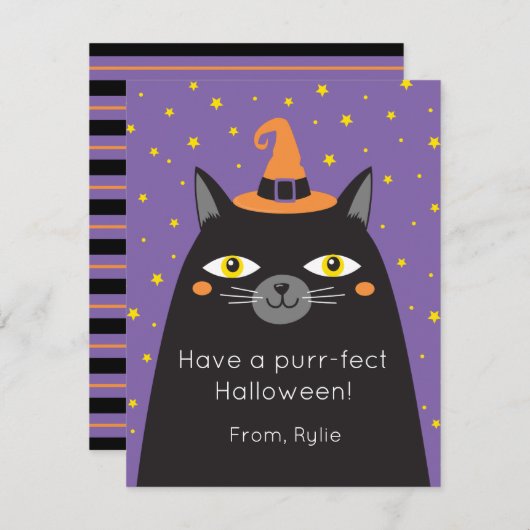 Kinder Classroom Halloween Cat Kaart (Voorkant / Achterkant)