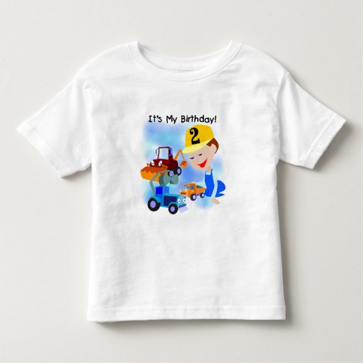 Kinder constructie 2e verjaardag Tshirts en gesche (Voorkant)