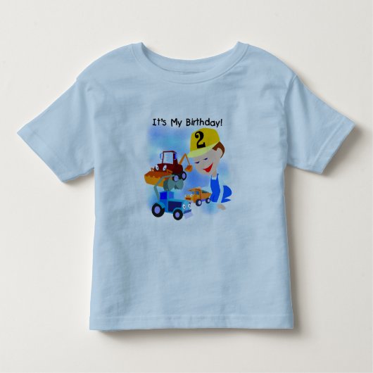 Kinder constructie 2e verjaardag Tshirts en gesche (Voorkant)