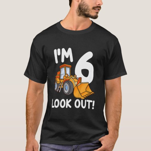 Kinder constructie 6 geboorte jongen 6 Six Bul T-shirt (Voorkant)