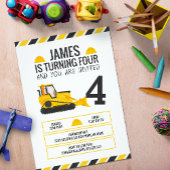 Kinder constructie bulldozer verjaardagsfeestje kaart