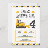 Kinder constructie bulldozer verjaardagsfeestje kaart (Voorkant)