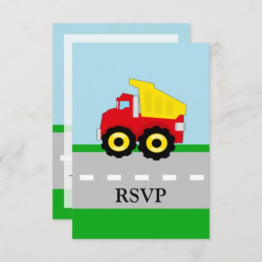 Kinder constructie Dumptruck matching RSVP (Voorkant / Achterkant)