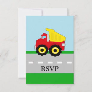 Kinder constructie Dumptruck matching RSVP Kaartje