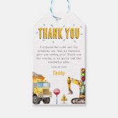 Kinder constructie foto verjaardagsfeestje dank u cadeaulabel (Voorkant)