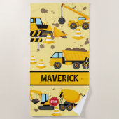 Kinder constructie jongens graven op maat strandlaken (Voorkant)