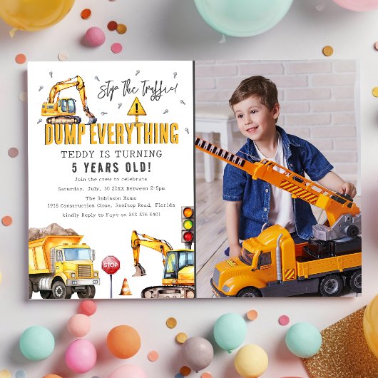 Kinder constructie Waterverf foto verjaardagsfeest Kaart