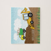 Kinder constructiehoes en vuilniswagen legpuzzel (Verticaal)