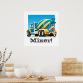 Kinder constructiemix voor betoncement poster (Keuken)