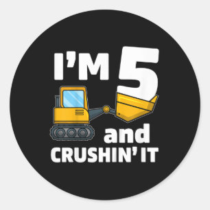 Kinder constructietechniek 5e verjaardag Jongen 5  Ronde Sticker