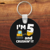 Kinder constructietechniek 5e verjaardag Jongen 5  Sleutelhanger (Voorkant)