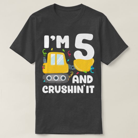 Kinder constructietechniek 5e verjaardag Jongen 5 T-shirt (Design voorkant)