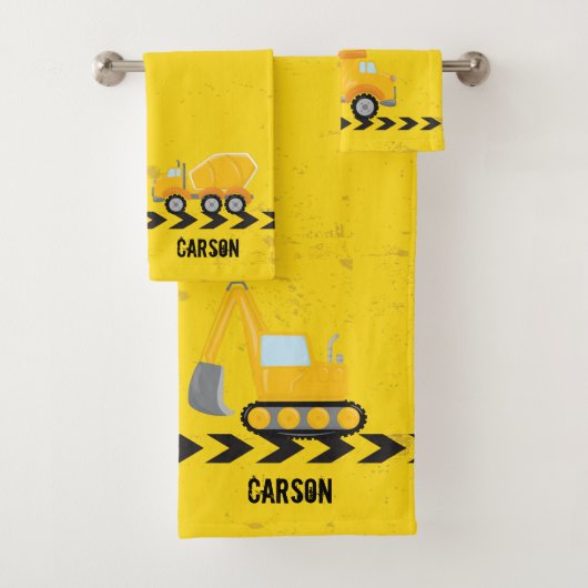 Kinder constructievoertuigen Aangepaste gele borde Bad Handdoek (Insitu)