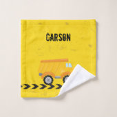Kinder constructievoertuigen Aangepaste gele borde Bad Handdoek (Wasdoekje)